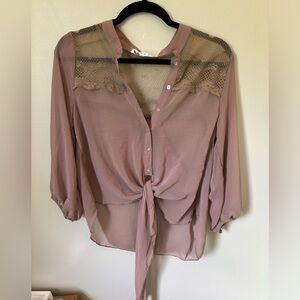 Button Up Tie Blouse